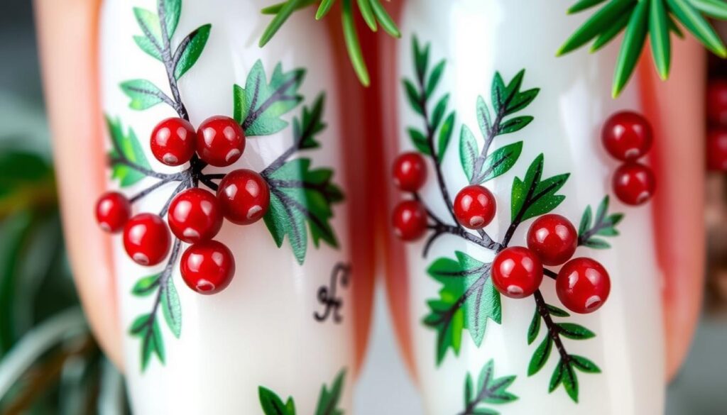 Christmas nature nail art Christmas nature nail art
