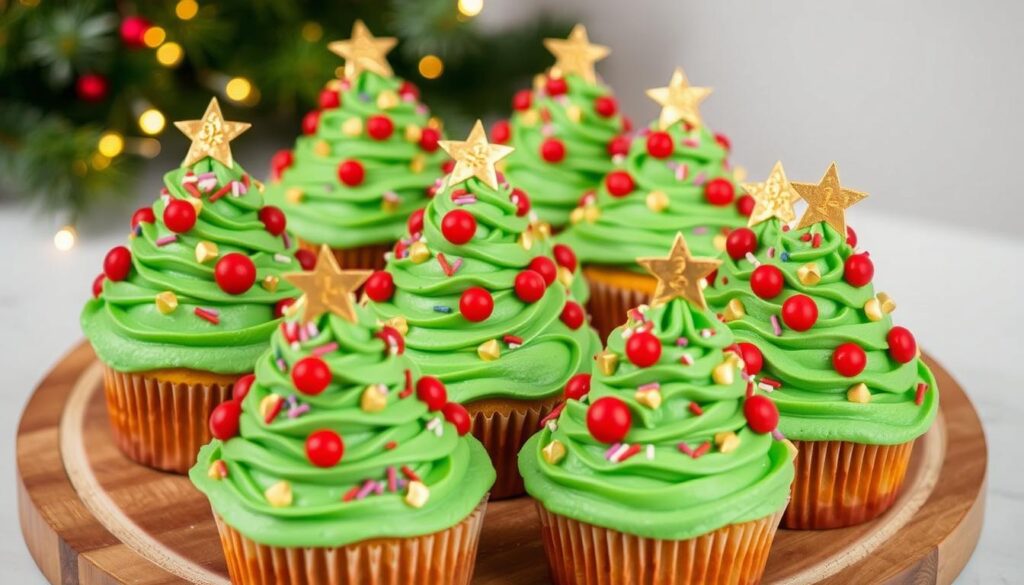 Christmas tree cupcakes Christmas tree cupcakes