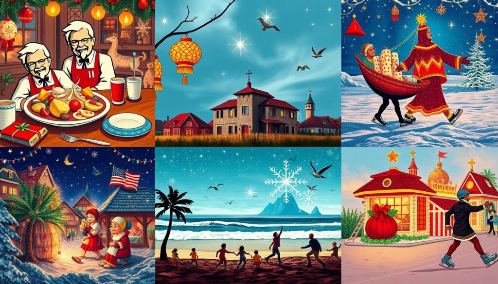 Collage of Christmas celebrations from different countries around the world