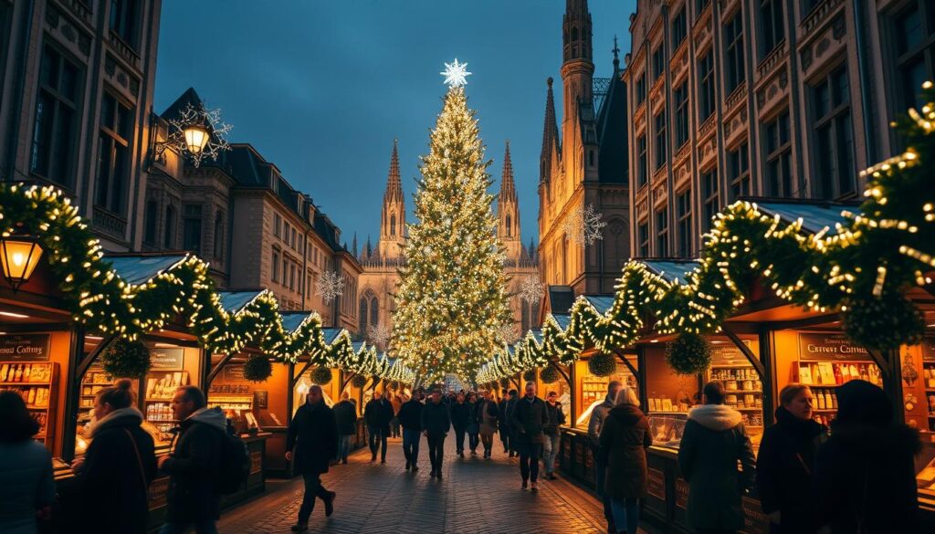 christmas market lights at night christmas market lights at night