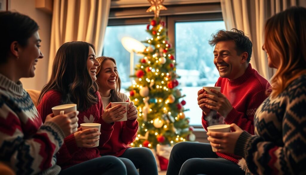 friends celebrating Christmas