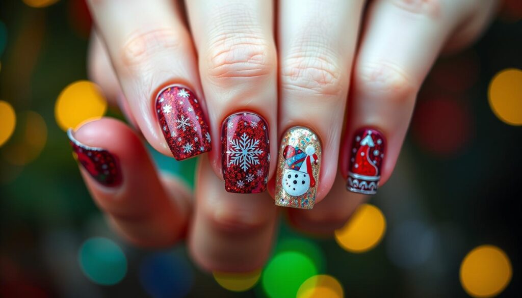 glitter Christmas nails glitter Christmas nails